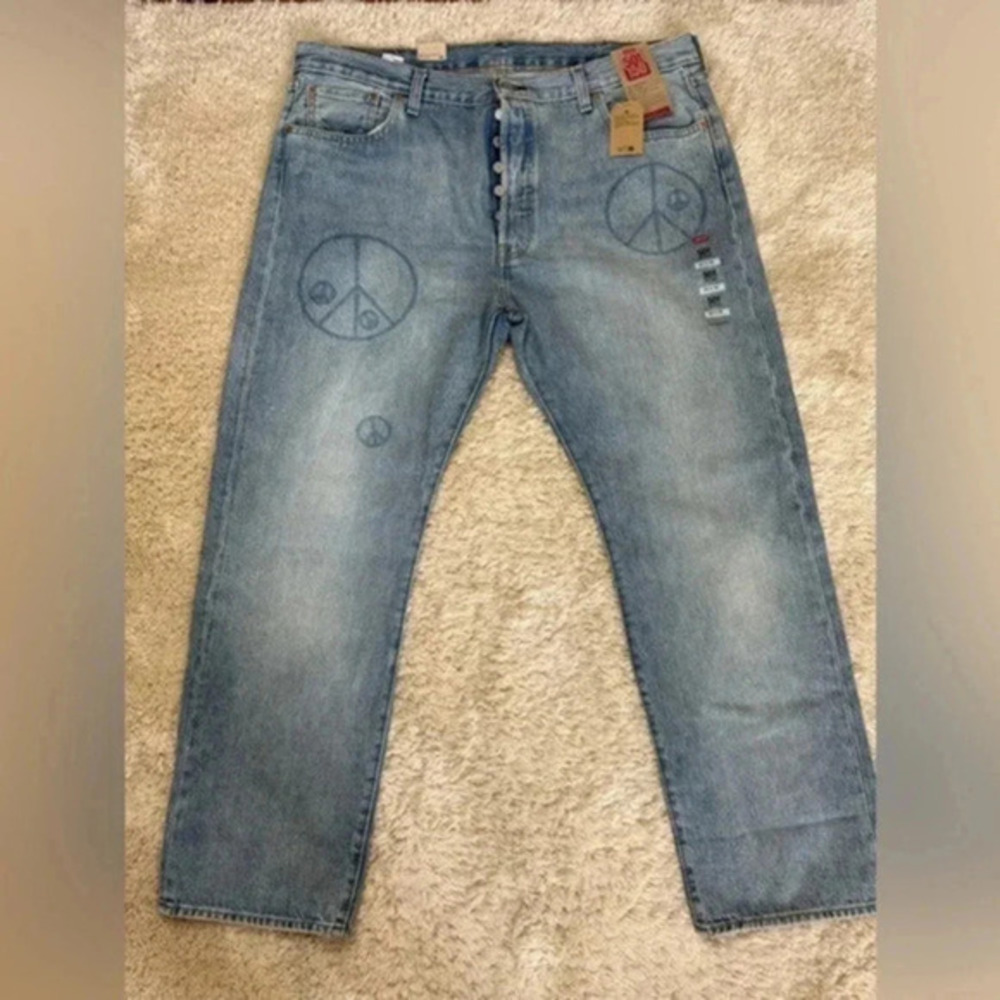 Levis 501 150th year limited peace love mens jeans size 42X32